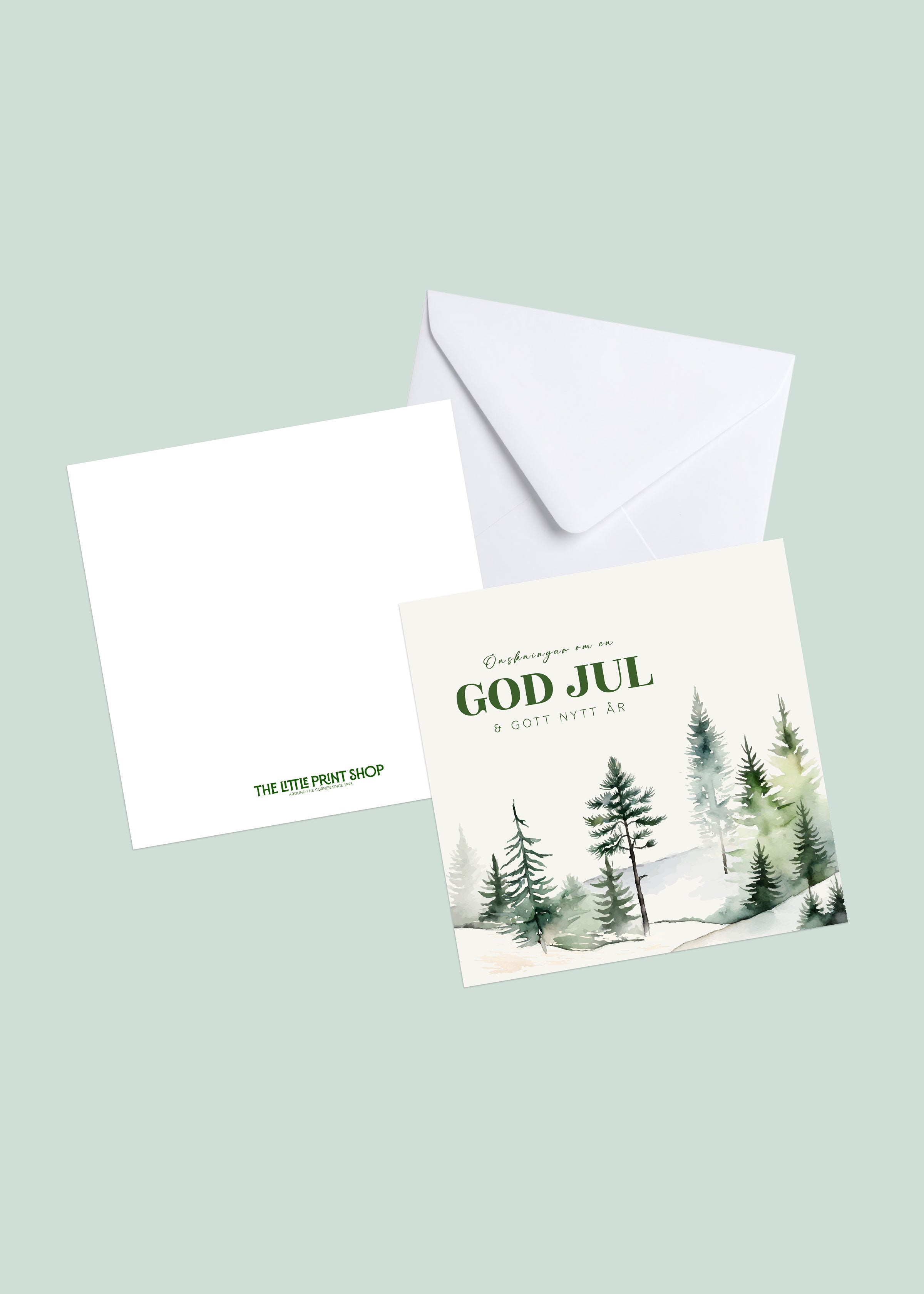 Julkort Winter Forest 15×15 cm inkl. kuvert 4-pack